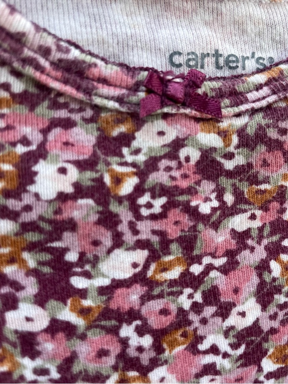 $3 💥Floral Pink Lilac Baby Girl Bodysuit Onesie, Long Sleeves, Scalloped Trim